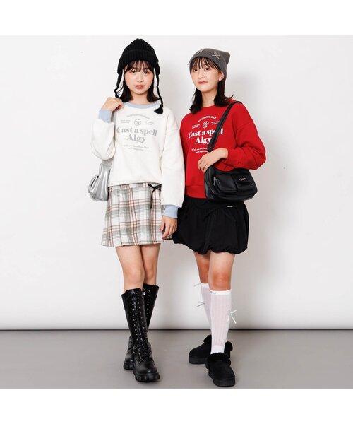 algy（アルジー）の「起毛チェックりぼんスカパン（スカート・キッズ・ベージュ/ブラック/レッド/グリーン・SMALL/MEDIUM/X-SMALL/XX-SMALL）」の9枚目の写真