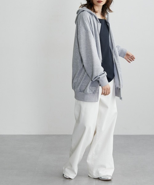 Soiunique（スワユニーク）の「ガーゼ裏毛　オーバーサイズＺＩＰパーカー［Soiunique］（パーカー・レディース・杢グレー/ブラック/ネイビー・L-XL/S-M）」の16枚目の写真