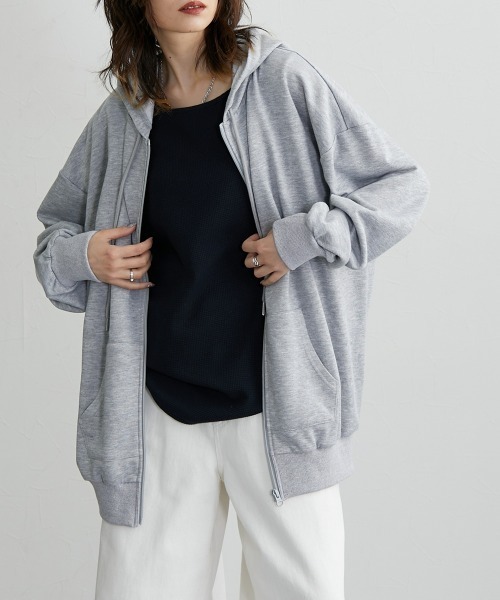 セール】ガーゼ裏毛 オーバーサイズZIPパーカー［Soiunique