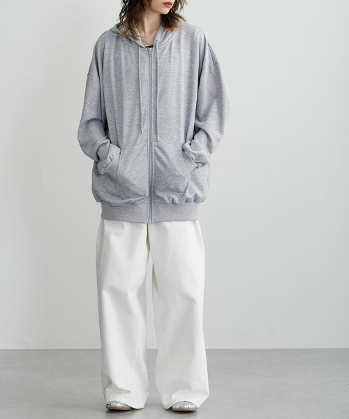 Soiunique（スワユニーク）の「ガーゼ裏毛　オーバーサイズＺＩＰパーカー［Soiunique］（パーカー・レディース・杢グレー/ブラック/ネイビー・L-XL/S-M）」の18枚目の写真