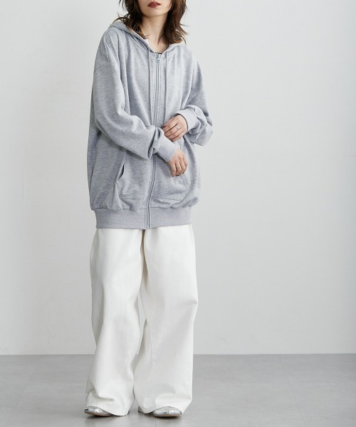Soiunique（スワユニーク）の「ガーゼ裏毛　オーバーサイズＺＩＰパーカー［Soiunique］（パーカー・レディース・杢グレー/ブラック/ネイビー・L-XL/S-M）」の19枚目の写真