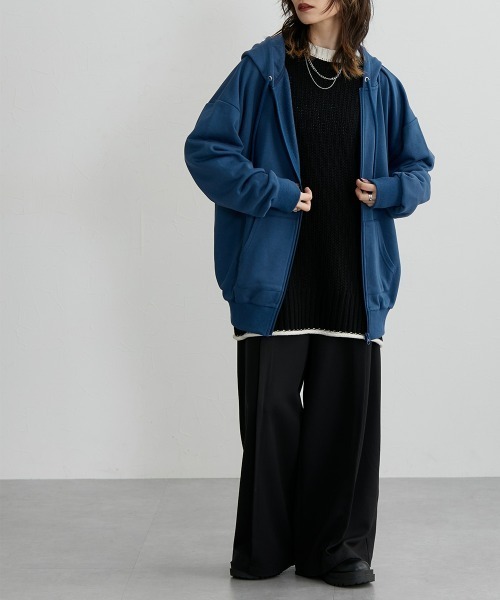 セール】ガーゼ裏毛 オーバーサイズZIPパーカー［Soiunique