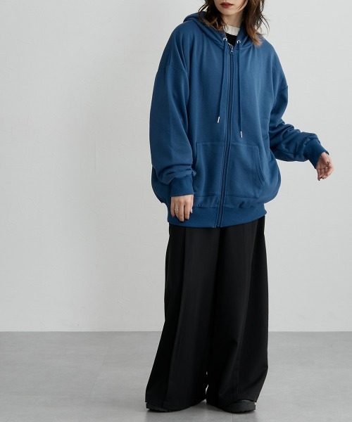 セール】ガーゼ裏毛 オーバーサイズZIPパーカー［Soiunique