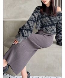 RESEXXY | シャギーレイヤードリブニットワンピース(ワンピース)