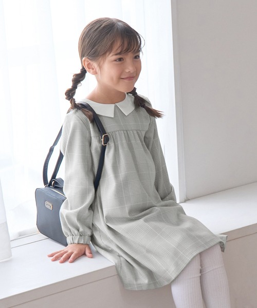 ROPE' PICNIC（ロペピクニック）の「【KIDS】セレモニーにも・セットアップ対応/ギャザーワンピース（ワンピース・キッズ・ライトグレー/ネイビー・130/120/110）」の22枚目の写真