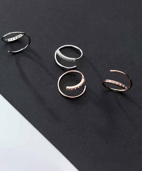 セール】【Silver925刻印入り】金属アレルギー対応 2連風フープ