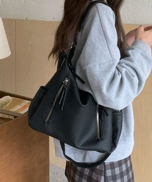 Y2K レトロ ダブル ファスナー ショルダーバッグ 2WAY/A4対応大容量