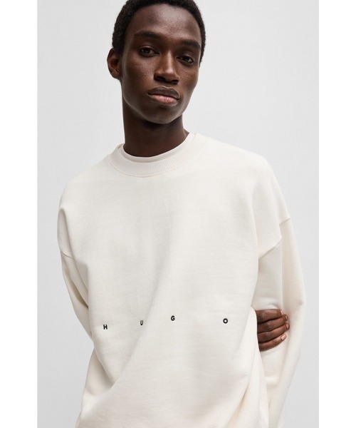 関税込☆HUGO BOSS☆ロゴ入り コットンスウェットシャツ372 セール】コットンテリー スウェットシャツ ロゴアートワーク