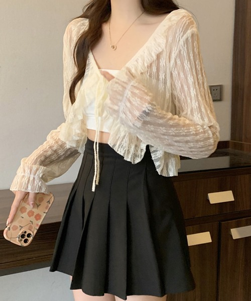 SpRay（スプレイ）の「レース付きフリルボレロ（シャツ/ブラウス・レディース・ホワイト/アイボリー/ブラック・FREE）」の17枚目の写真