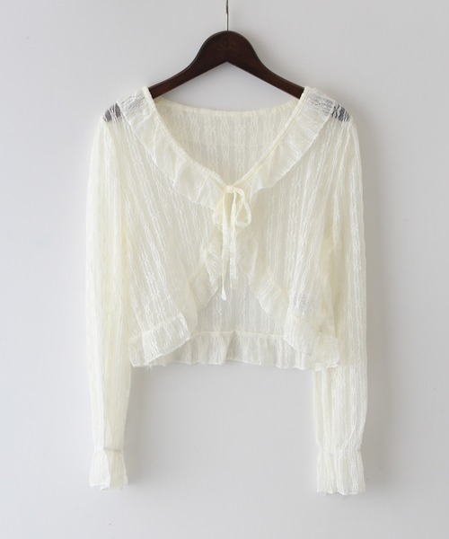 SpRay（スプレイ）の「レース付きフリルボレロ（シャツ/ブラウス・レディース・ホワイト/アイボリー/ブラック・FREE）」の12枚目の写真