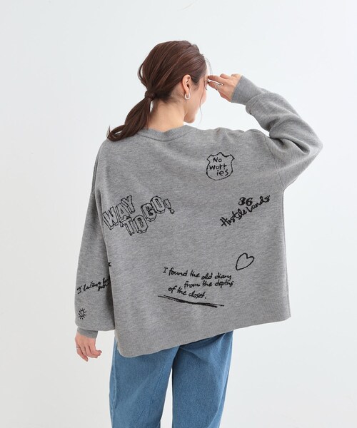 Cutie Blonde（キューティーブロンド）の「【S-LL/体型カバー】刺繍アソート Vネック ゆるニットカーディガン（カーディガン/ボレロ・レディース・グレー系/ネイビー系1・04/03/02/01）」の17枚目の写真