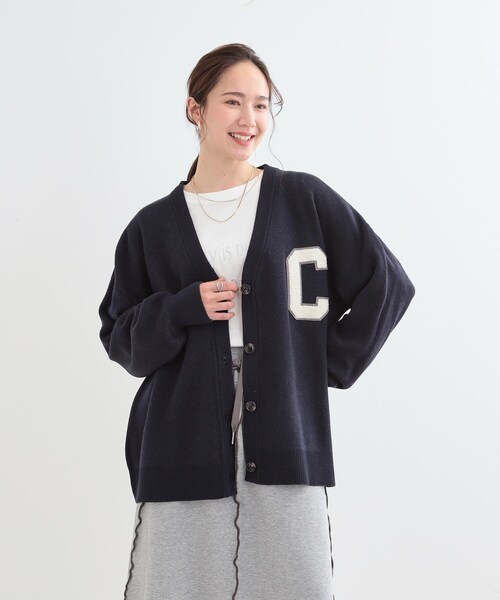 Cutie Blonde（キューティーブロンド）の「【S-LL/体型カバー】刺繍アソート Vネック ゆるニットカーディガン（カーディガン/ボレロ・レディース・グレー系/ネイビー系1・04/03/02/01）」の14枚目の写真