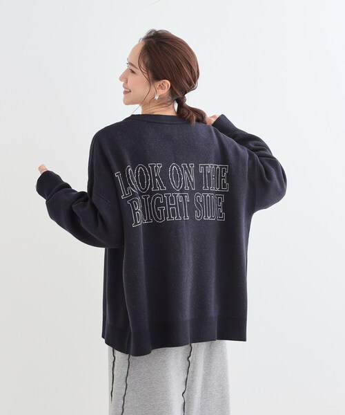 Cutie Blonde（キューティーブロンド）の「【S-LL/体型カバー】刺繍アソート Vネック ゆるニットカーディガン（カーディガン/ボレロ・レディース・グレー系/ネイビー系1・04/03/02/01）」の13枚目の写真