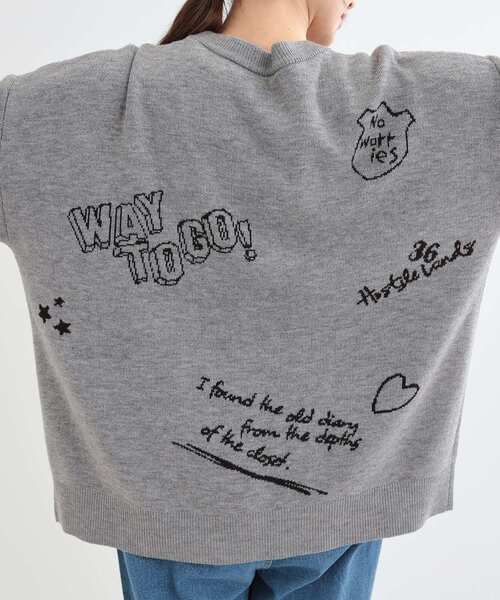 Cutie Blonde（キューティーブロンド）の「【S-LL/体型カバー】刺繍アソート Vネック ゆるニットカーディガン（カーディガン/ボレロ・レディース・グレー系/ネイビー系1・04/03/02/01）」の4枚目の写真