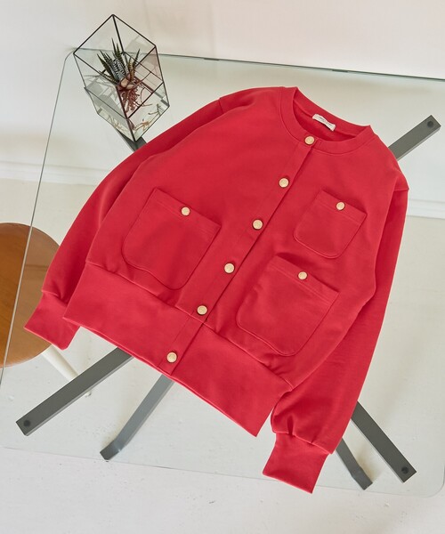 FREAK'S STORE(フリークスストア)の「金釦 コンパクトカーディガン(カーディガン/ボレロ・レディース・レッド/ブラック/オフホワイト/ブラウン・フリ-)」の4枚目の写真