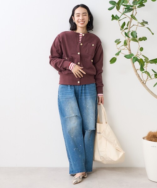 FREAK'S STORE(フリークスストア)の「金釦 コンパクトカーディガン(カーディガン/ボレロ・レディース・レッド/ブラック/オフホワイト/ブラウン・フリ-)」の6枚目の写真