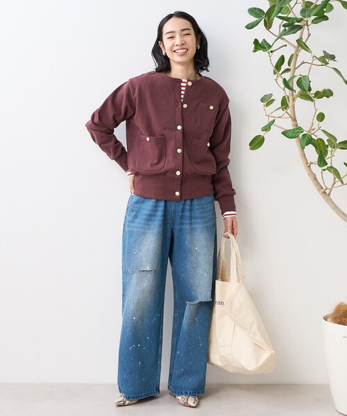 FREAK'S STORE(フリークスストア)の「金釦 コンパクトカーディガン(カーディガン/ボレロ・レディース・レッド/ブラック/オフホワイト/ブラウン・フリ-)」の7枚目の写真