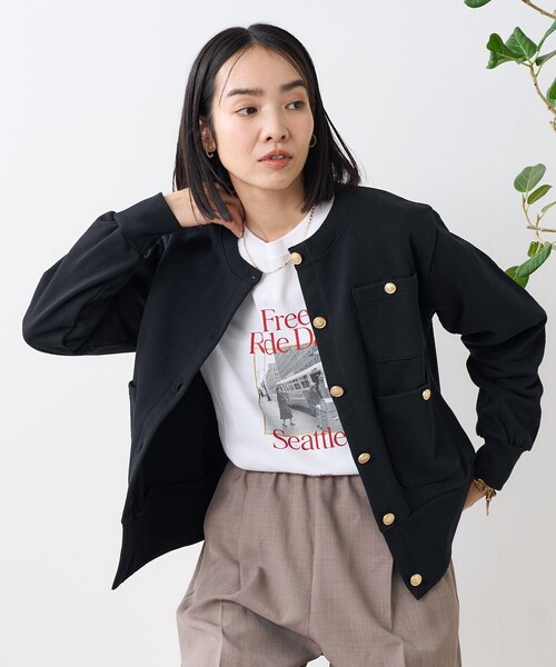 FREAK'S STORE(フリークスストア)の「金釦 コンパクトカーディガン(カーディガン/ボレロ・レディース・レッド/ブラック/オフホワイト/ブラウン・フリ-)」の18枚目の写真