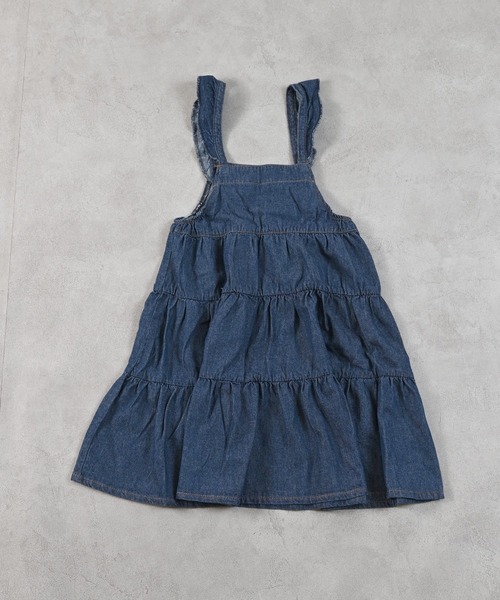 Life Support Products(ライフサポートプロダクツ)の「【COTTON from U.S.A】デニムティアードワンピース(ワンピース・キッズ・ネイビー/ストライプ/キナリ・80/90/95/100/110/120/130/140/150)」の2枚目の写真