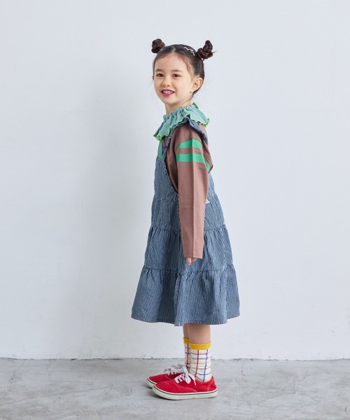 Life Support Products(ライフサポートプロダクツ)の「【COTTON from U.S.A】デニムティアードワンピース(ワンピース・キッズ・ネイビー/ストライプ/キナリ・80/90/95/100/110/120/130/140/150)」の12枚目の写真