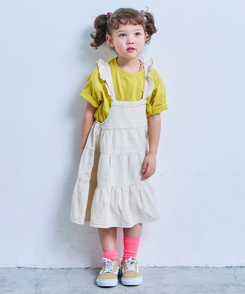 Life Support Products(ライフサポートプロダクツ)の「【COTTON from U.S.A】デニムティアードワンピース(ワンピース・キッズ・ネイビー/ストライプ/キナリ・80/90/95/100/110/120/130/140/150)」の4枚目の写真