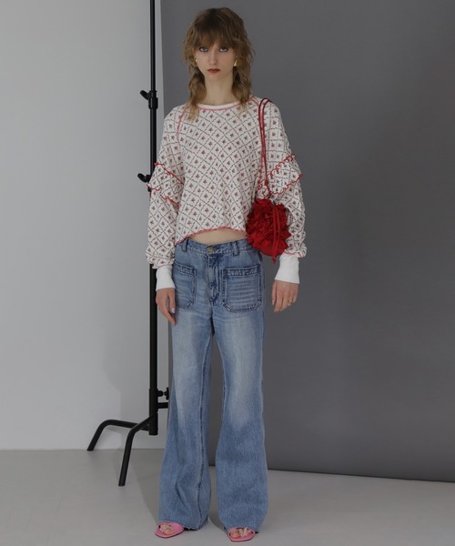 ROSE BUD（ローズバッド）の「(mag.by c)FLOWER THERMAL TOPS（Tシャツ/カットソー・レディース・ホワイト/ブラック/グレー・ONE SIZE）」の19枚目の写真