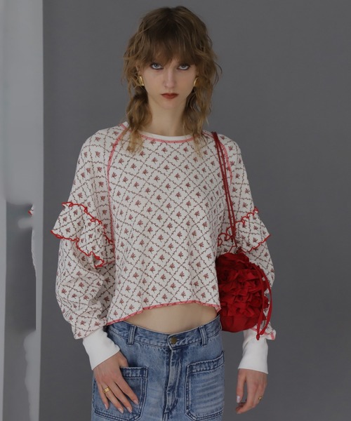 ROSE BUD（ローズバッド）の「(mag.by c)FLOWER THERMAL TOPS（Tシャツ/カットソー・レディース・ホワイト/ブラック/グレー・ONE SIZE）」の22枚目の写真