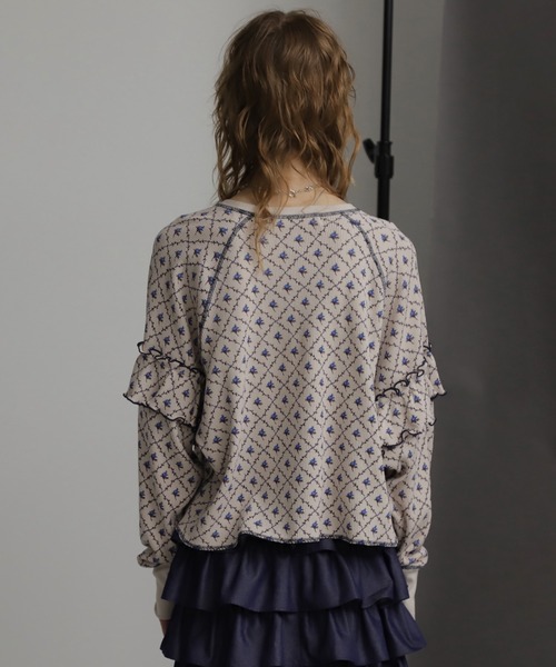 ROSE BUD（ローズバッド）の「(mag.by c)FLOWER THERMAL TOPS（Tシャツ/カットソー・レディース・ホワイト/ブラック/グレー・ONE SIZE）」の5枚目の写真