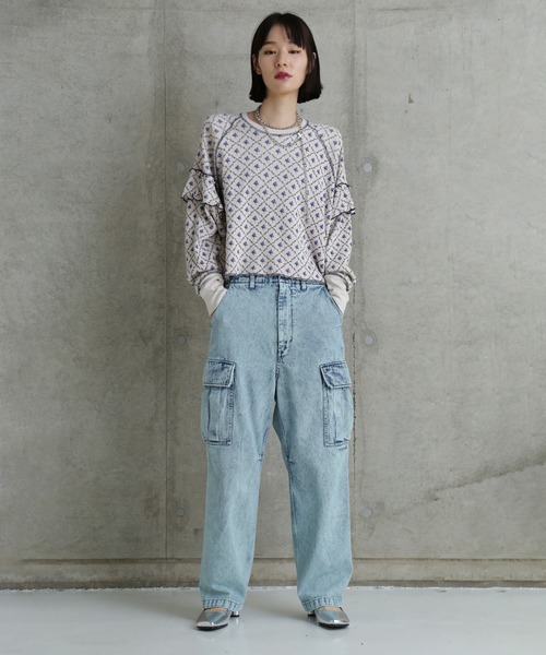 ROSE BUD（ローズバッド）の「(mag.by c)FLOWER THERMAL TOPS（Tシャツ/カットソー・レディース・ホワイト/ブラック/グレー・ONE SIZE）」の7枚目の写真