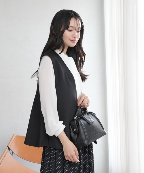 極美品♡トゥモローランド　ジレ　ベスト　羽織　ペプラム　リボン　ネイビー　36 レディースのニットベスト｜トゥモローランド 公式通販