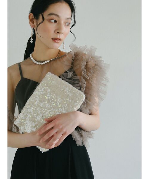 LAGUNAMOON(ラグナムーン)の「LADYフェイクパールビジューチェーンピアス(ピアス(両耳用)・レディース・アイボリー・FREE)」の3枚目の写真