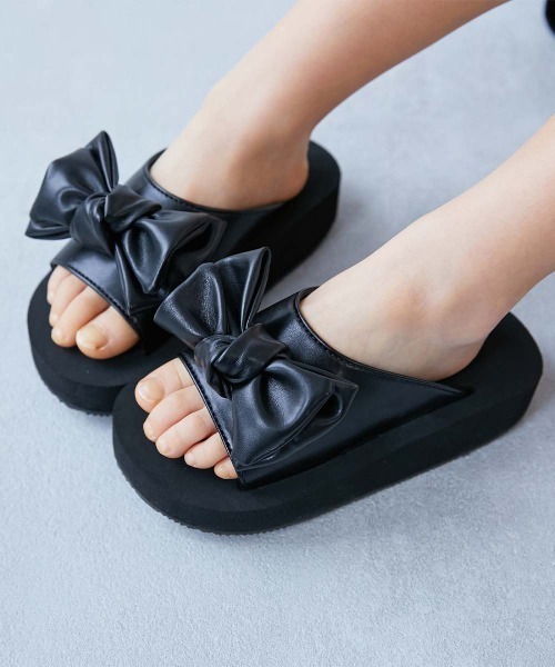 ふわもちボリュームソール リボンサンダル（サンダル）｜devirock