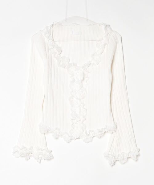 完売中dolce. ホワイト　フリルトップス F オフショルホワイトフリルトップス 0981 | Dolly