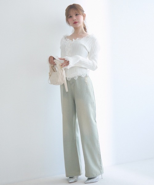 TITTY&CO.（ティティーアンドコー）の「フリルリブトップス（Tシャツ/カットソー・レディース・ブラック/アイボリー/ホワイト・FREE）」の10枚目の写真