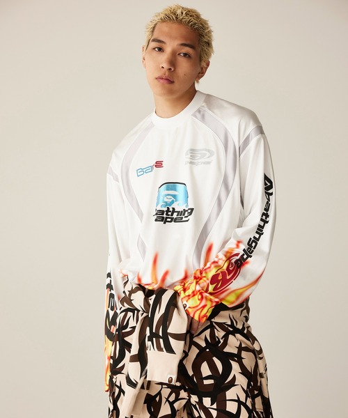 A BATHING APE フレームパターンジャージ A BATHING APE（アベイシングエイプ）の「ABC CAMO JERSEY TOP M