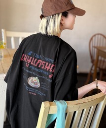 Java | 《JaVaジャバコラボ》お洒落見え確定。綿100％タイ料理メニュー風プリントルーズフィットTシャツ(オーバーサイズ)(Tシャツ/カットソー)