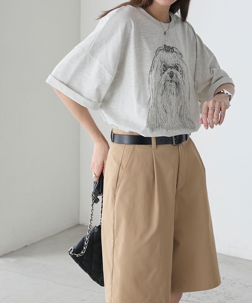 BONLECILL(ボンルシール)の「DOGプリントT(マルチーズ)(Tシャツ/カットソー・レディース・オートミール/ピンク/オフホワイト・FREE)」の14枚目の写真