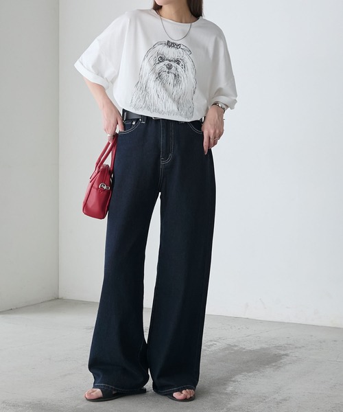 BONLECILL(ボンルシール)の「DOGプリントT(マルチーズ)(Tシャツ/カットソー・レディース・オートミール/ピンク/オフホワイト・FREE)」の9枚目の写真