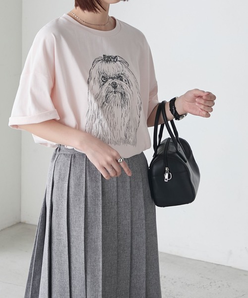 BONLECILL(ボンルシール)の「DOGプリントT(マルチーズ)(Tシャツ/カットソー・レディース・オートミール/ピンク/オフホワイト・FREE)」の22枚目の写真