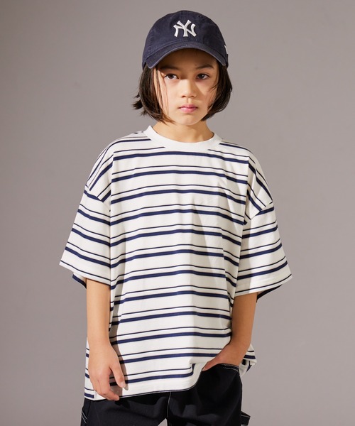 PAIRMANON STREET（ペアマノンストリート）の「【PAIRMANON STREET】マルチ ボーダー 半袖 Tシャツ（Tシャツ/カットソー・キッズ・ブルー系その他/グリーン系その他/パープル系その他/ホワイト系その他/レッド系その他/ブラウン系その他/ピンク系その他/ブラック系その他・110/90/150/160/120/140/100/130）」の2枚目の写真