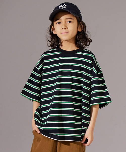 PAIRMANON STREET（ペアマノンストリート）の「【PAIRMANON STREET】マルチ ボーダー 半袖 Tシャツ（Tシャツ/カットソー・キッズ・ブルー系その他/グリーン系その他/パープル系その他/ホワイト系その他/レッド系その他/ブラウン系その他/ピンク系その他/ブラック系その他・110/90/150/160/120/140/100/130）」の3枚目の写真