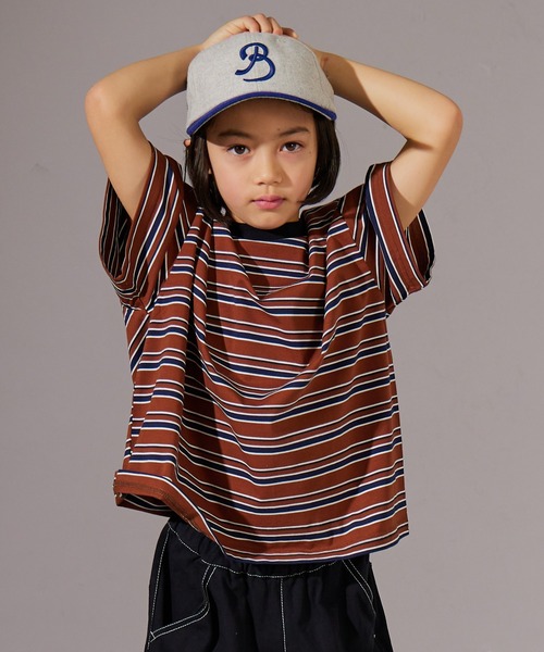 PAIRMANON STREET（ペアマノンストリート）の「【PAIRMANON STREET】マルチ ボーダー 半袖 Tシャツ（Tシャツ/カットソー・キッズ・ブルー系その他/グリーン系その他/パープル系その他/ホワイト系その他/レッド系その他/ブラウン系その他/ピンク系その他/ブラック系その他・110/90/150/160/120/140/100/130）」の4枚目の写真