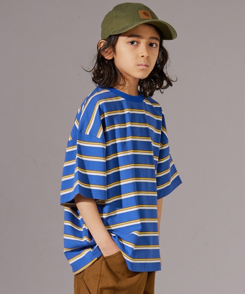 PAIRMANON STREET（ペアマノンストリート）の「【PAIRMANON STREET】マルチ ボーダー 半袖 Tシャツ（Tシャツ/カットソー・キッズ・ブルー系その他/グリーン系その他/パープル系その他/ホワイト系その他/レッド系その他/ブラウン系その他/ピンク系その他/ブラック系その他・110/90/150/160/120/140/100/130）」の5枚目の写真