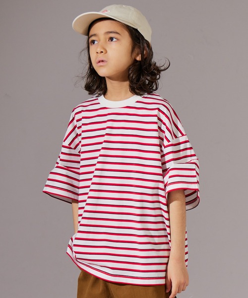 PAIRMANON STREET（ペアマノンストリート）の「【PAIRMANON STREET】マルチ ボーダー 半袖 Tシャツ（Tシャツ/カットソー・キッズ・ブルー系その他/グリーン系その他/パープル系その他/ホワイト系その他/レッド系その他/ブラウン系その他/ピンク系その他/ブラック系その他・110/90/150/160/120/140/100/130）」の8枚目の写真