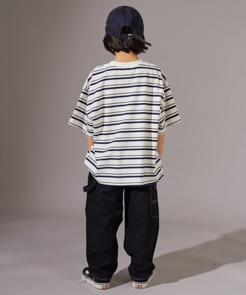 PAIRMANON STREET（ペアマノンストリート）の「【PAIRMANON STREET】マルチ ボーダー 半袖 Tシャツ（Tシャツ/カットソー・キッズ・ブルー系その他/グリーン系その他/パープル系その他/ホワイト系その他/レッド系その他/ブラウン系その他/ピンク系その他/ブラック系その他・110/90/150/160/120/140/100/130）」の10枚目の写真