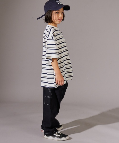 PAIRMANON STREET（ペアマノンストリート）の「【PAIRMANON STREET】マルチ ボーダー 半袖 Tシャツ（Tシャツ/カットソー・キッズ・ブルー系その他/グリーン系その他/パープル系その他/ホワイト系その他/レッド系その他/ブラウン系その他/ピンク系その他/ブラック系その他・110/90/150/160/120/140/100/130）」の11枚目の写真