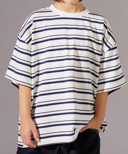 PAIRMANON STREET（ペアマノンストリート）の「【PAIRMANON STREET】マルチ ボーダー 半袖 Tシャツ（Tシャツ/カットソー・キッズ・ブルー系その他/グリーン系その他/パープル系その他/ホワイト系その他/レッド系その他/ブラウン系その他/ピンク系その他/ブラック系その他・110/90/150/160/120/140/100/130）」の12枚目の写真