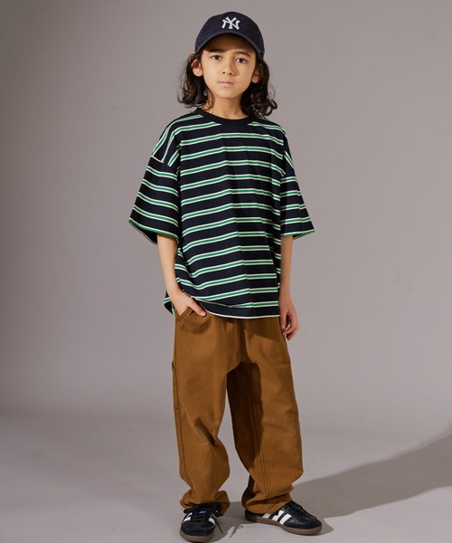 PAIRMANON STREET（ペアマノンストリート）の「【PAIRMANON STREET】マルチ ボーダー 半袖 Tシャツ（Tシャツ/カットソー・キッズ・ブルー系その他/グリーン系その他/パープル系その他/ホワイト系その他/レッド系その他/ブラウン系その他/ピンク系その他/ブラック系その他・110/90/150/160/120/140/100/130）」の16枚目の写真