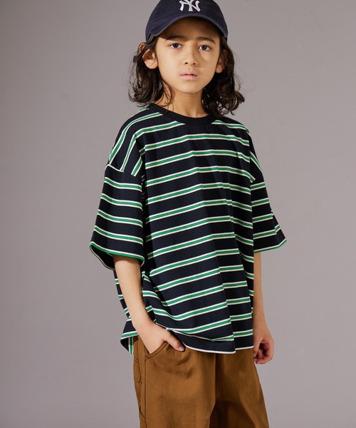 PAIRMANON STREET（ペアマノンストリート）の「【PAIRMANON STREET】マルチ ボーダー 半袖 Tシャツ（Tシャツ/カットソー・キッズ・ブルー系その他/グリーン系その他/パープル系その他/ホワイト系その他/レッド系その他/ブラウン系その他/ピンク系その他/ブラック系その他・110/90/150/160/120/140/100/130）」の17枚目の写真