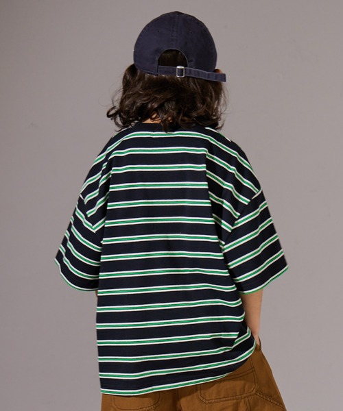 PAIRMANON STREET（ペアマノンストリート）の「【PAIRMANON STREET】マルチ ボーダー 半袖 Tシャツ（Tシャツ/カットソー・キッズ・ブルー系その他/グリーン系その他/パープル系その他/ホワイト系その他/レッド系その他/ブラウン系その他/ピンク系その他/ブラック系その他・110/90/150/160/120/140/100/130）」の19枚目の写真